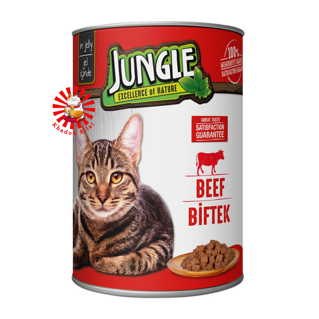 Jungle Adult Can Cat Food Beef Flavor 400g 1 Year Khadok Bilai