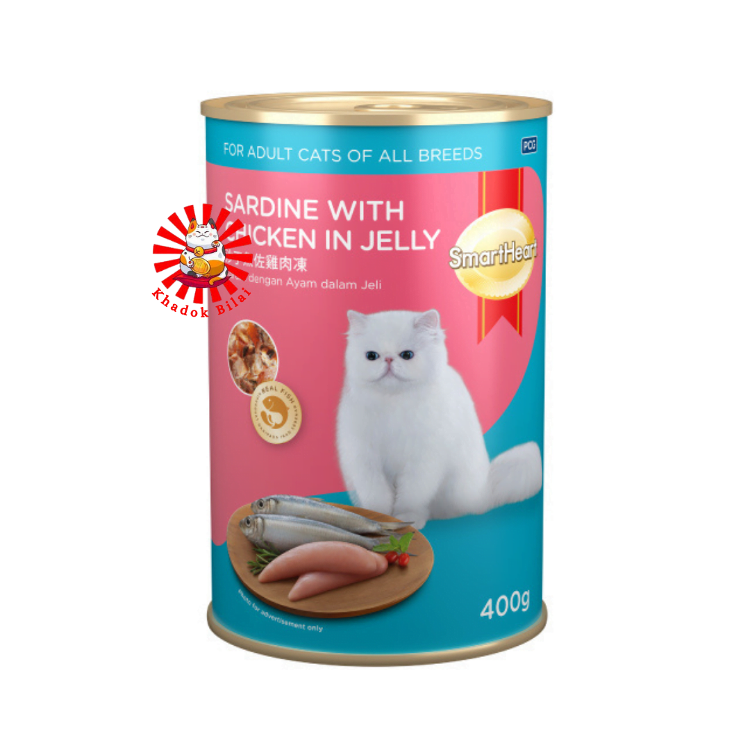 SmartHeart Adult Can Cat Food Sardine With Chicken In Jelly Flavor 400g (1+ Year)
