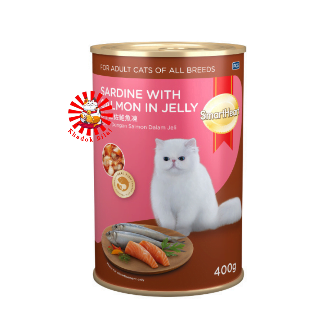 SmartHeart Adult Can Cat Food Sardine With Salmon In Jelly Flavor 400g (1+ Year)