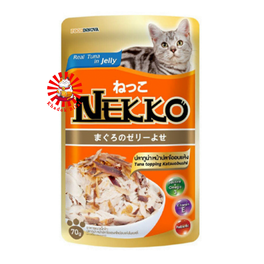 Nekko Adult Cat Pouch Tuna Topping Katsuobushi In Jelly Flavor 70g (1+ Year)