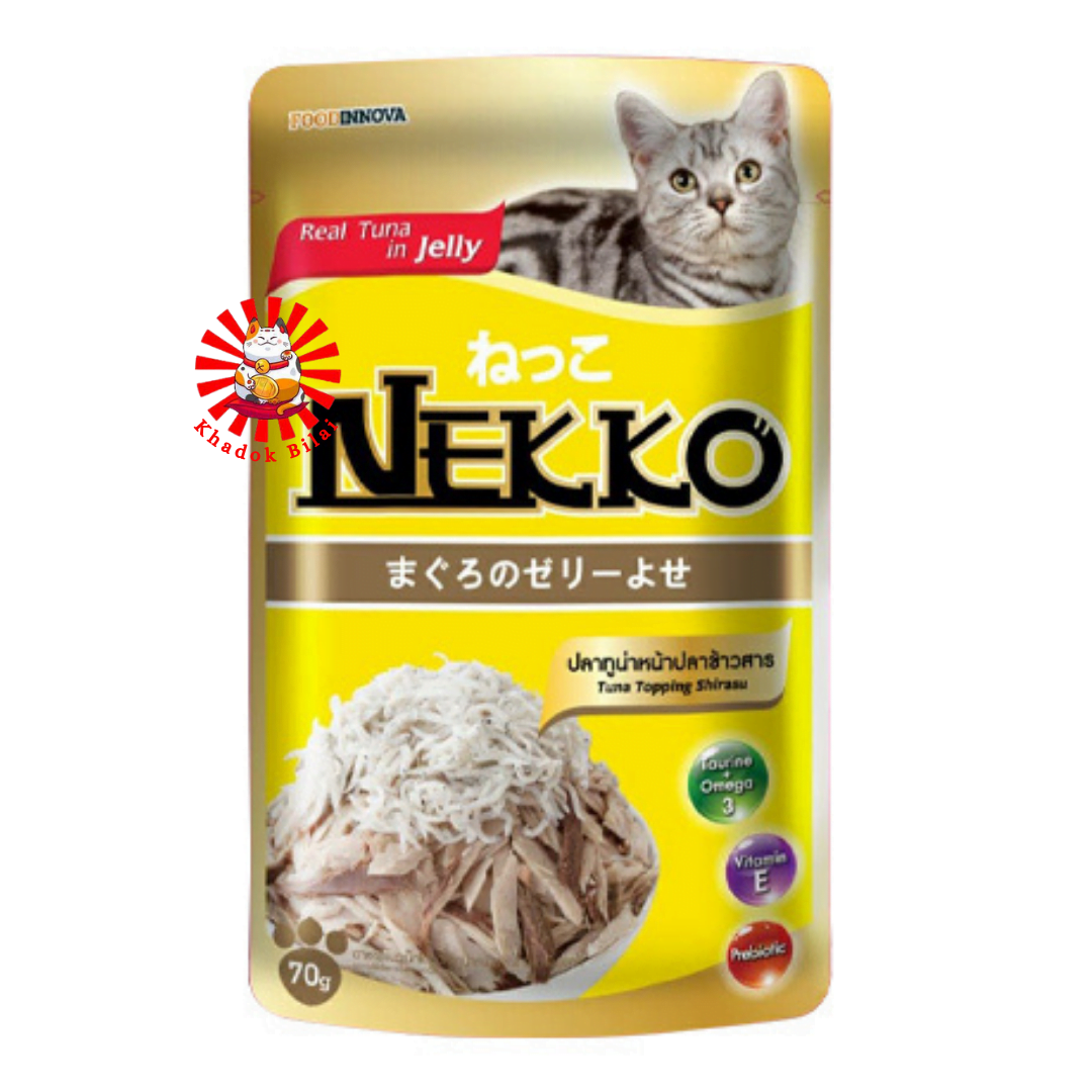 Nekko Adult Cat Pouch Tuna Topping Shirasu In Jelly Flavor 70g (1+ Year)