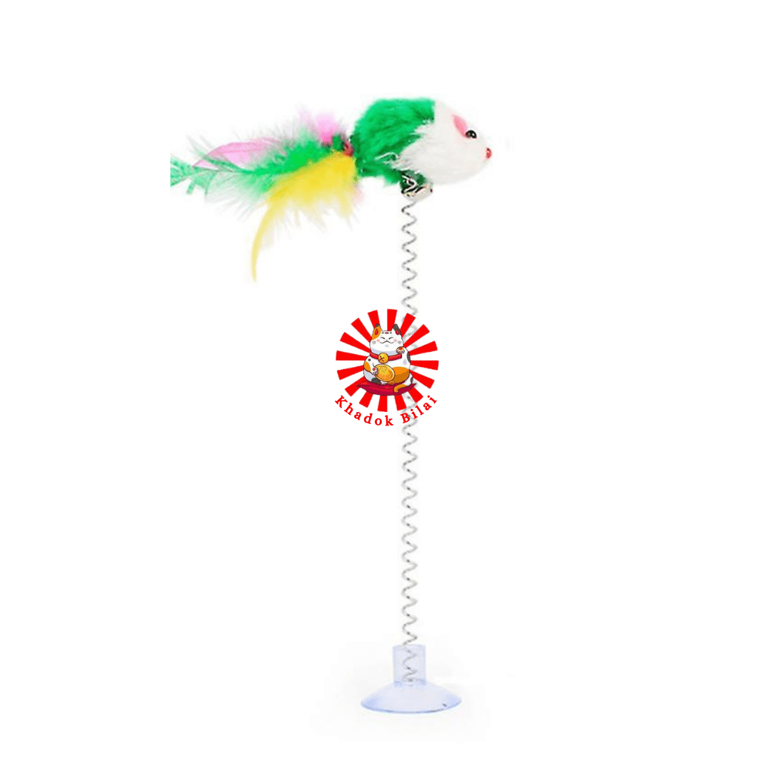 Spring Toy For Kitten & Cat | Rat Head With Bell
