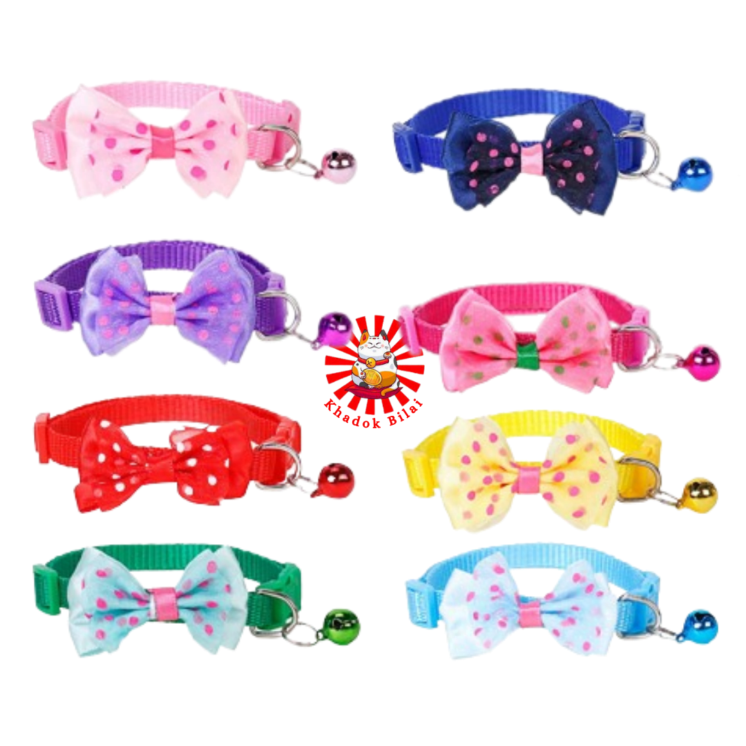 Bow Neck Collar With Bell For Kittens & Cats | Adjustable (20 - 32cm)