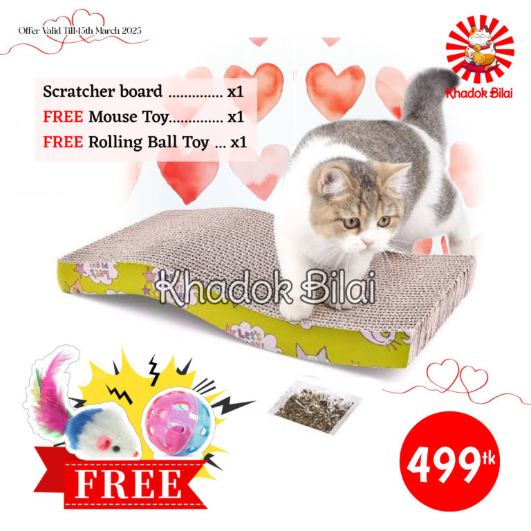 Waved Scratcher Board For Kittens & Cats + 2x FREE Toys!