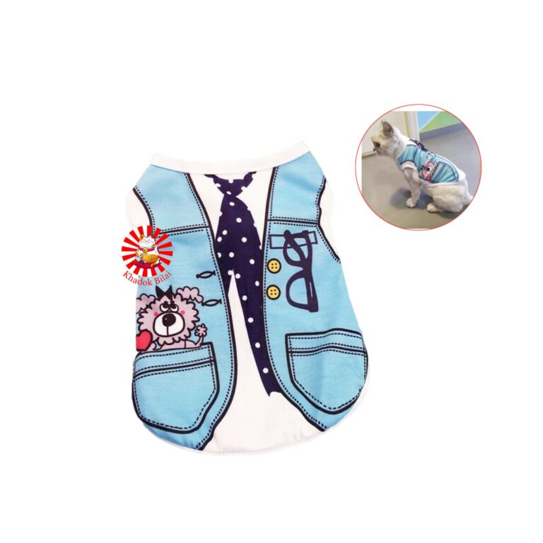Printed Pet Dress | Baby Blue Waist Coat Print