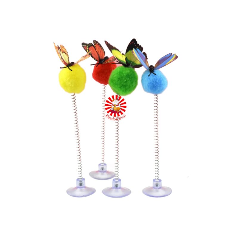 Spring Toy For Kitten & Cat | Pompom Ball With Butterfly