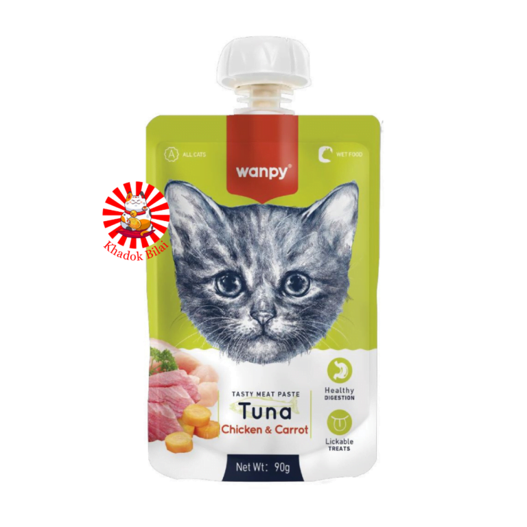 Wanpy Tasty Meat Paste Cat Pouch Tuna, Chicken & Carrot Flavor 90g (1+ Year)