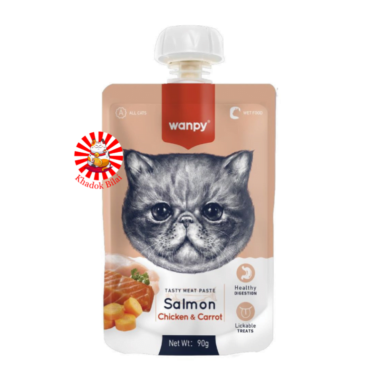 Wanpy Tasty Meat Paste Cat Pouch Salmon, Chicken & Carrot Flavor 90g (1+ Year)